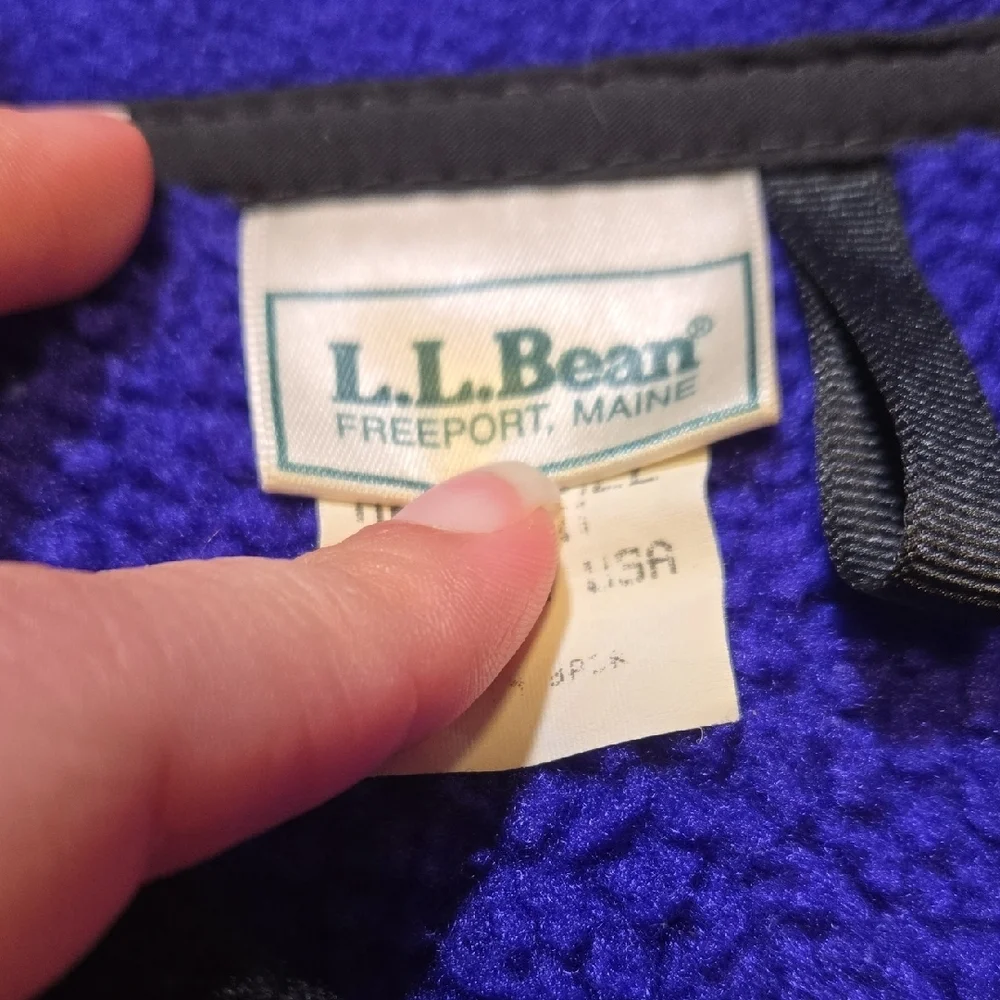 L.L. Bean Men Tall Medium Royal Blue Black Full Zip Fleece Vintage 90's USA Vest